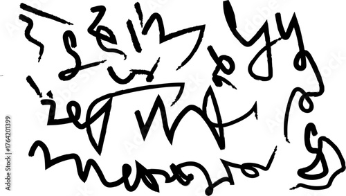 Abstract scribble lines chaotic vector artistic element