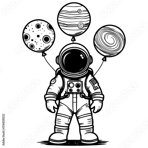 Astronaut and Planet Balloons