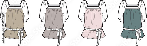 Variety of Fashion Tops Illustrative Designs for Apparel, Showcasing Different Styles and Colors