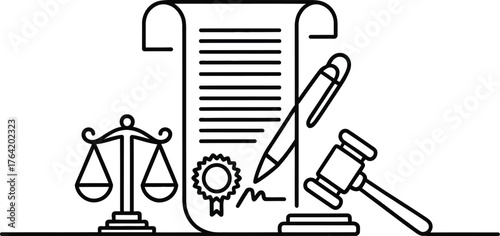 Legal Documents Court Scale Signature Gavel