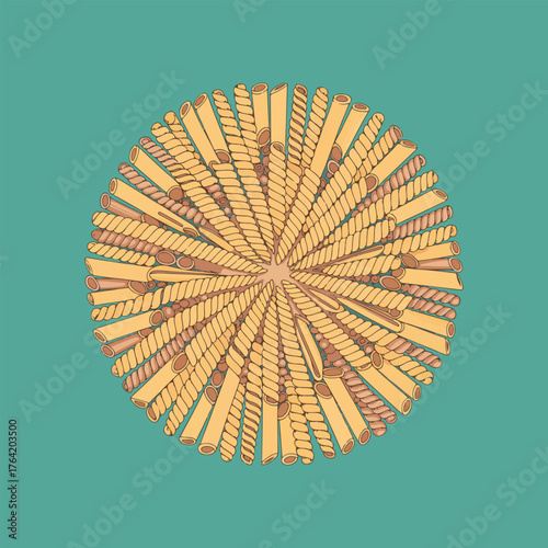 National Pasta Day vector illustration with cute spaghetti, penne, macaroni, ravioli characters, festive pasta party, flat solid colors, playful foodie designs
