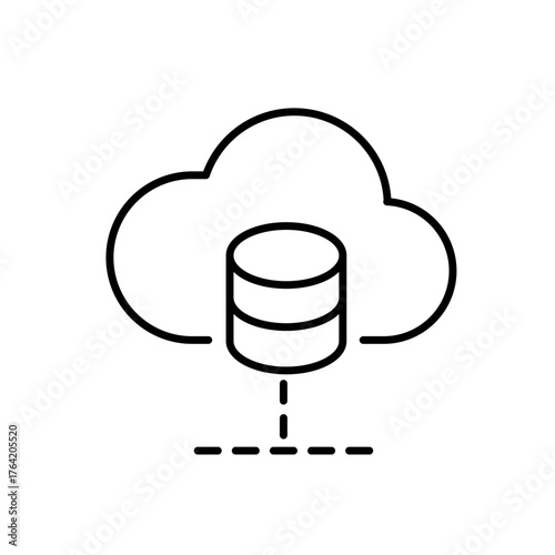 A vector icon of a cloud with database lines, representing digital health record storage, created in line style with editable stroke