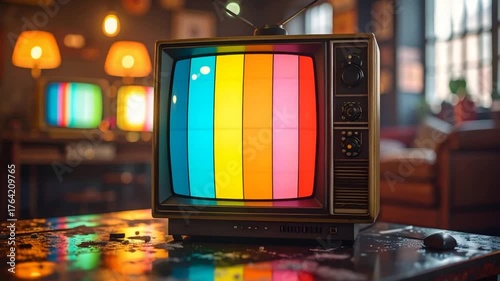 Vintage television displaying colors