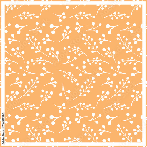 Print for kerchief, bandana, scarf, handkerchief, shawl, neck scarf. Squared pattern with ornament for fabric, textile, silk products. Paisley vector with abstract flowers. Floral folk tracery.