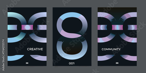 Abstract geometric shapes in gradient colors with text for creative and community themes