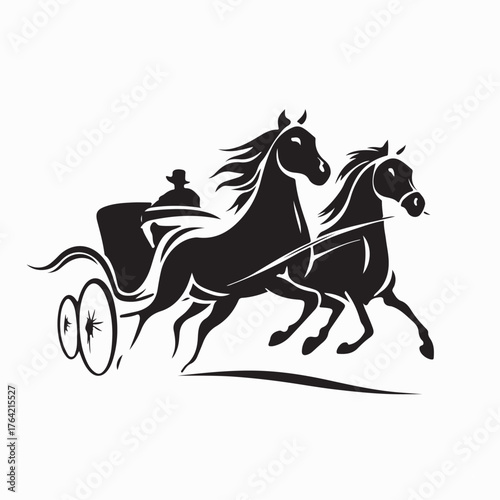 Harness Racing Logo Vector Design Featuring Horse and Jockey Silhouette
