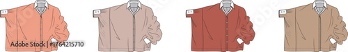 Four variations of a stylish casual jacket with front zipper closure