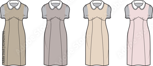 Illustration of Various Dresses in Different Colors and Designs for Fashion and Apparel Projects