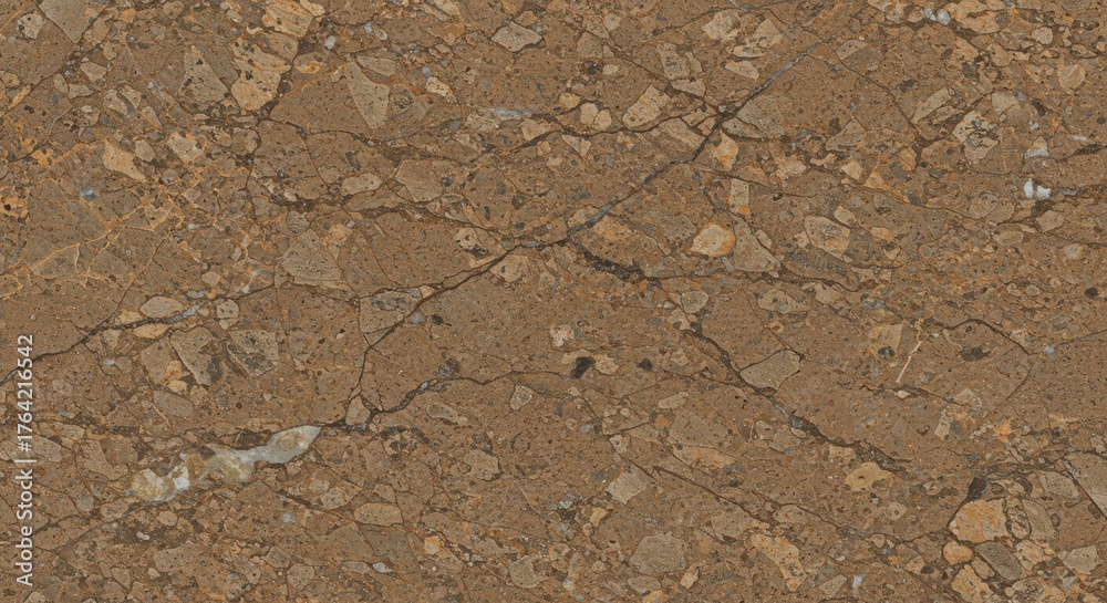 Fototapeta premium Close up shot of a beautiful brown stone surface with cracks and varied patterns creates an interesting natural and textured design element.