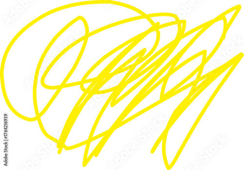 Abstract yellow scribble lines on white background, modern artistic texture design for creative backgrounds, patterns, or digital art projects.