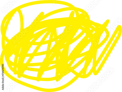 Abstract yellow scribble lines on white background, modern artistic texture design for creative backgrounds, patterns, or digital art projects.