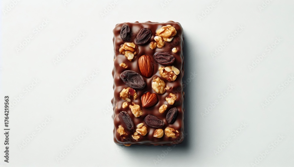 Obraz premium Square chocolate granola bars on a white background