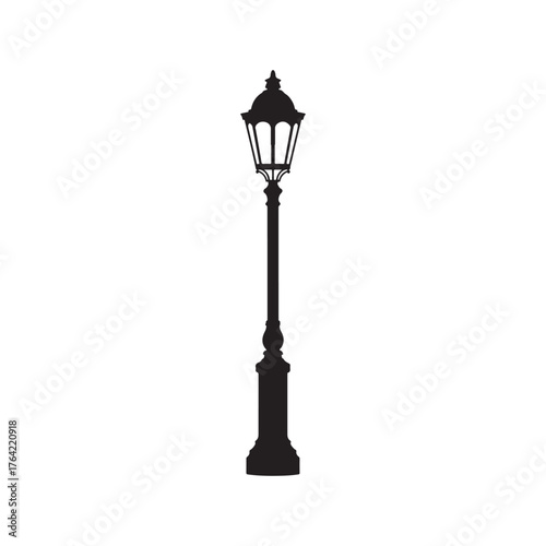 vintage street lamppost silhouette vector illustration isolated.