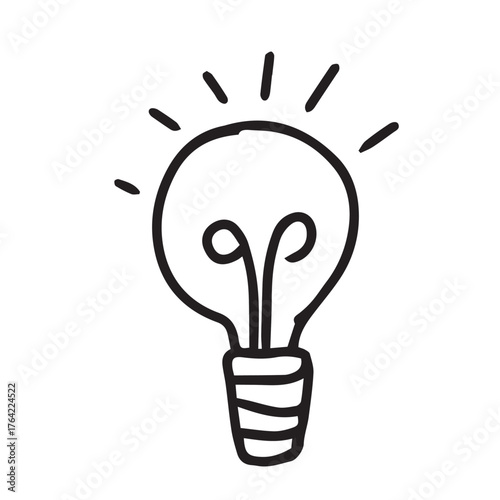 simple lamp, bulb sketch illustration for icon