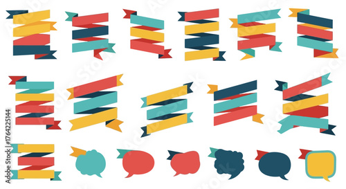 Colorful Decorative Ribbons and Banners Vector Collection for Graphic Design Projects