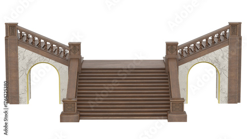 Quadro em tela 3d rendering wooden stairs