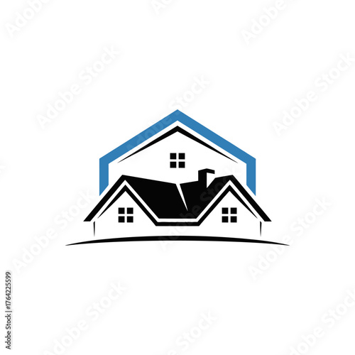 House logo with blue roof outline