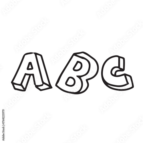 simple style alphabets sketch illustration for icon