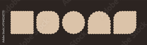 set of wavy abstract geometric minimalistic frames shapes forms, frame element made of circles dots, zig zag vector design for poster, card, invitation, templates, banners