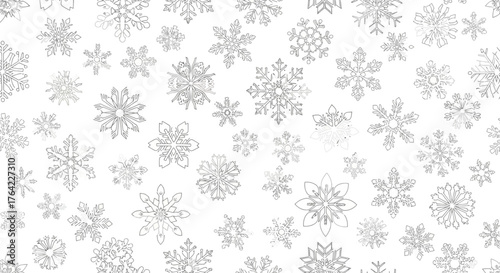 Elegant Silver Snowflake Pattern on White Background