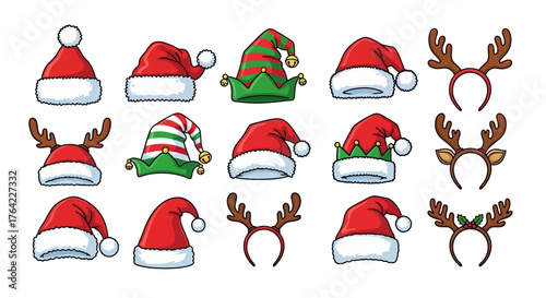 Festive Holiday Headwear Collection Hats and Antlers