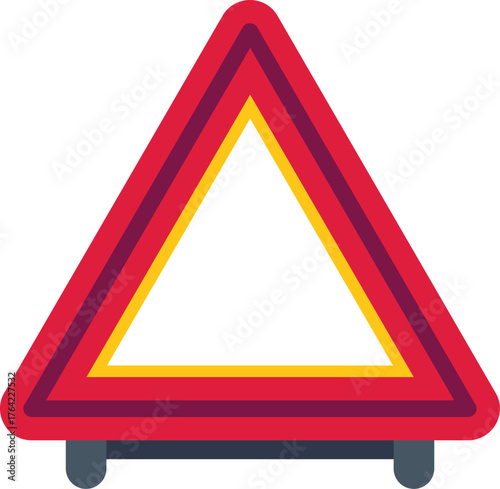 Red emergency warning triangle indicating a hazard on the road