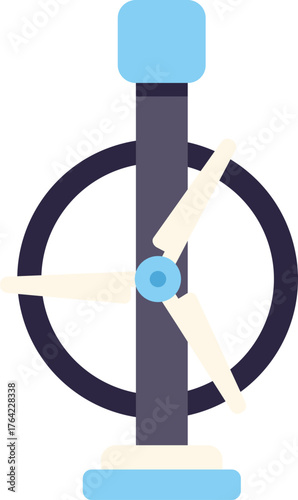 Wind turbine converting wind energy into electricity using blades rotating on mast
