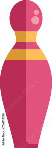 Single pink bowling pin standing up straight, an icon in flat style