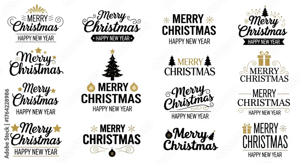 Obraz premium Elegant Collection of Christmas Typography Designs for Holiday Greetings and Festive Messages