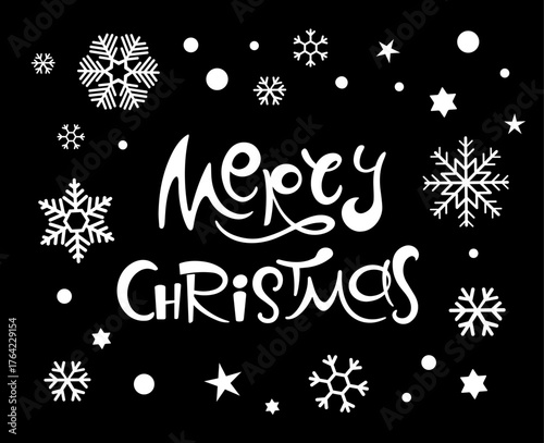Merry Christmas vector text Calligraphic Lettering design card template. Creative typography for Holiday Greeting Gift Poster. Calligraphy Font style Banner.	