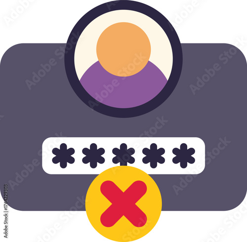 Illustration of a user account getting blocked for security reasons, showing login denied with a cross mark