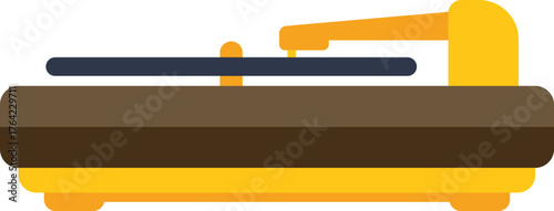 Vector illustration of a yellow vintage record player playing music