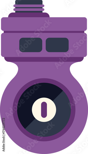 Modern purple security camera recording footage with a single lens and a sleek design