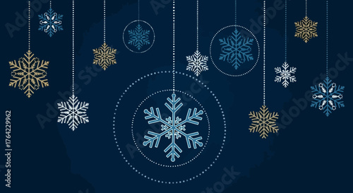 Winter Snowflake Fantasy Abstract Christmas Holiday Ornament Background