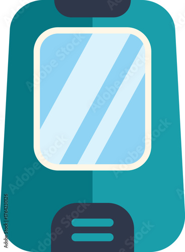Modern electric train front view approaching station illustration