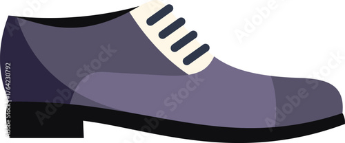 Elegant grey leather male shoe with white laces side view isolated on a white background