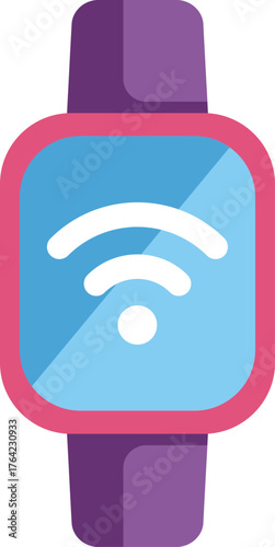 Smart watch with wireless connection showing wifi icon on blue screen