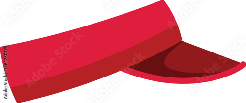 Red baseball cap lying on its side with visor open, isolated vector illustration