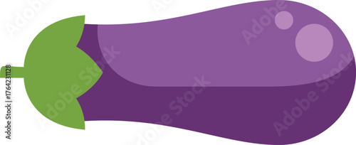 This vibrant illustration showcases a plump eggplant, emphasizing its smooth texture and rich purple color