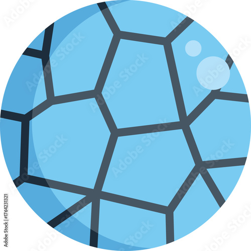 Round cut light blue gemstone showing its crystalline structure, mineralogy and geology concept
