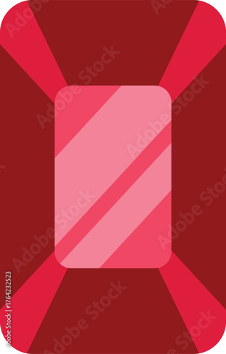 Vector illustration of a red ruby gemstone shining brightly