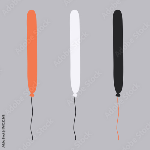 Set of three stylized long party balloons. Perfect for birthday, event banners, and invitations.