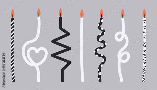 Set of stylized birthday candles. Ideal for celebration banners and invitations.