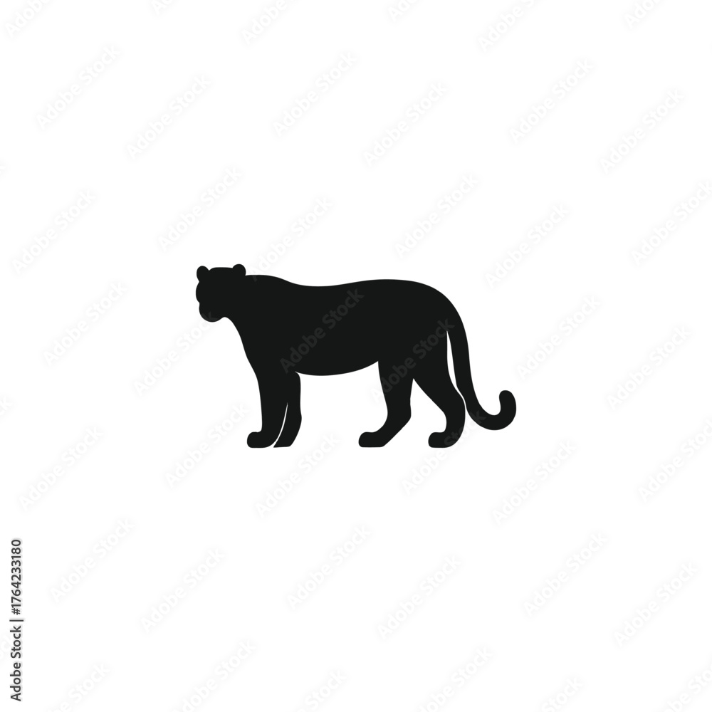 Obraz premium Silhouette of a majestic black panther standing on a white background