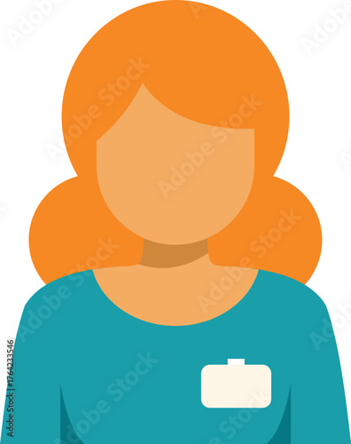 Female employee wearing an identification badge, symbolizing customer support and assistance