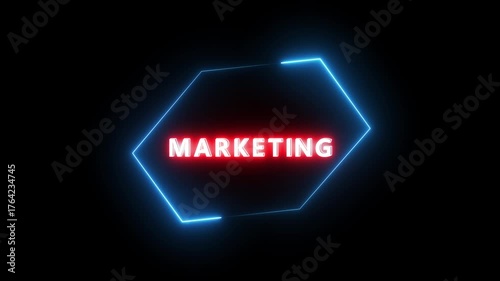 Neon Marketing text animation. Business and finance promotion text animation.
