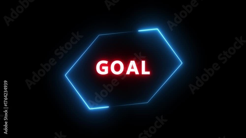 Neon GOAL text animation. Business and finance promotion text animation.