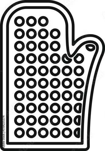 Dotted oven mitt protecting hand from heat while baking and cooking