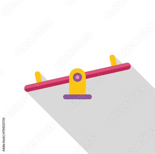 Empty seesaw balancing on a playground, representing childhood memories and outdoor play