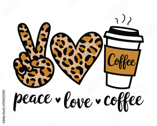 Peace Love Leopard Coffee Vibes